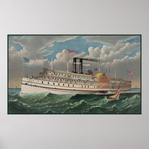Grand Steamboat Pilgrim Worlds Largest Riverboat  Poster