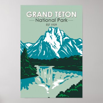 Grand Teton Jackson Hole Valley National Park Poster by Kris_and_Friends at Zazzle