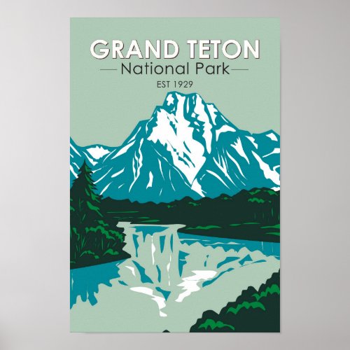 Grand Teton Jackson Hole Valley National Park Poster
