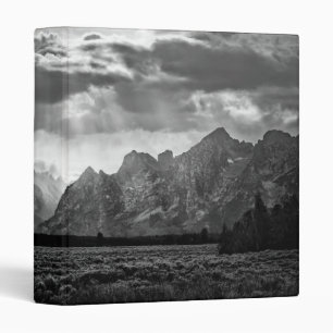 Grand Teton Mountain Range in Black and White 3 Ring Binder