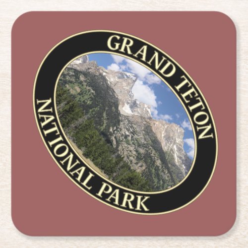 Grand Teton Mountains at Grand Teton National Park Square Paper Coaster