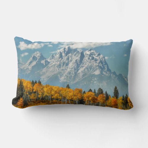 Grand Teton Mountains in the Fall Lumbar Pillow