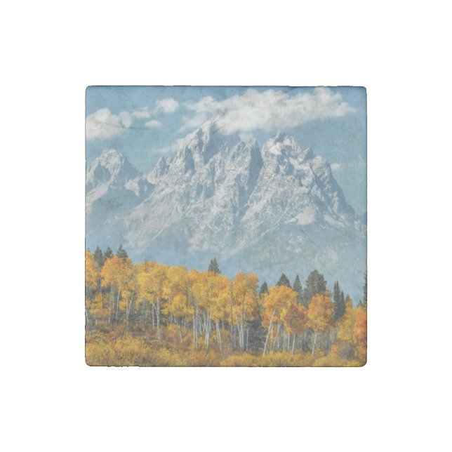 Grand Teton Mountains in the Fall Stone Magnet (Front)