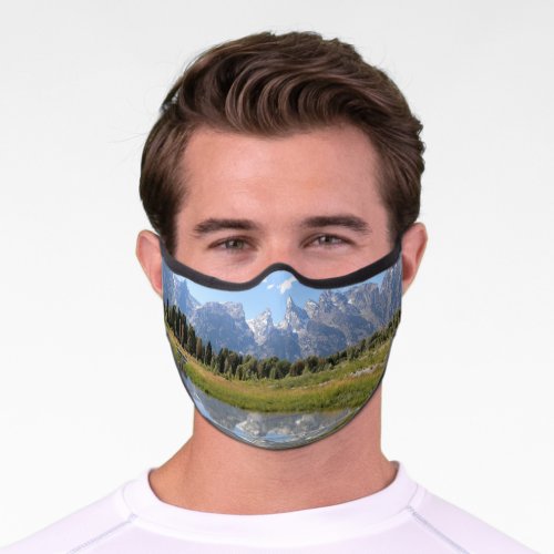 Grand Teton Mountains Lake Pine Trees Wilderness Premium Face Mask