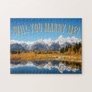 Grand Teton Mountains Marriage Proposal Jigsaw Puzzle