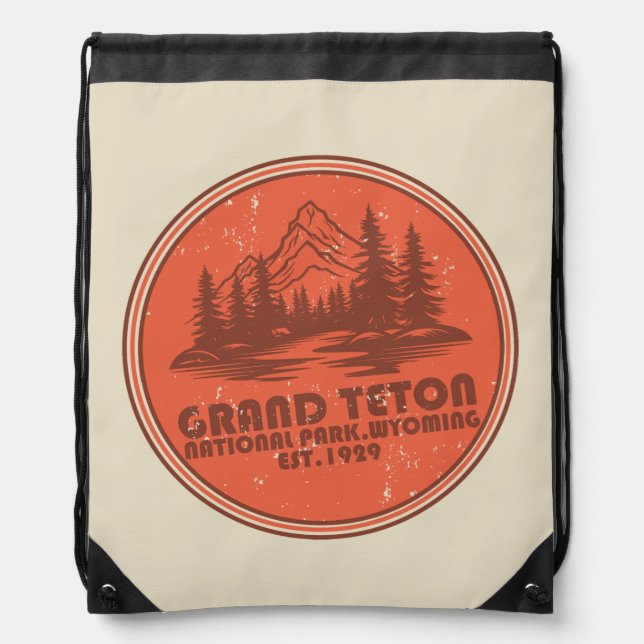 Grand Teton mountains National Park Wyoming Drawstring Bag (Front)
