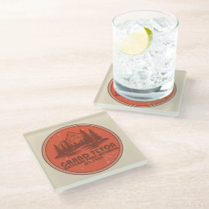 Grand Teton mountains National Park Wyoming Glass Coaster
