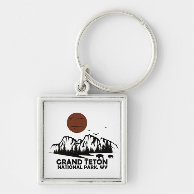 Grand Teton mountains National Park Wyoming Keychain (Front)