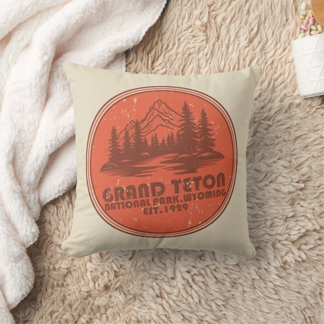 Grand Teton mountains National Park Wyoming Throw Pillow (Blanket)