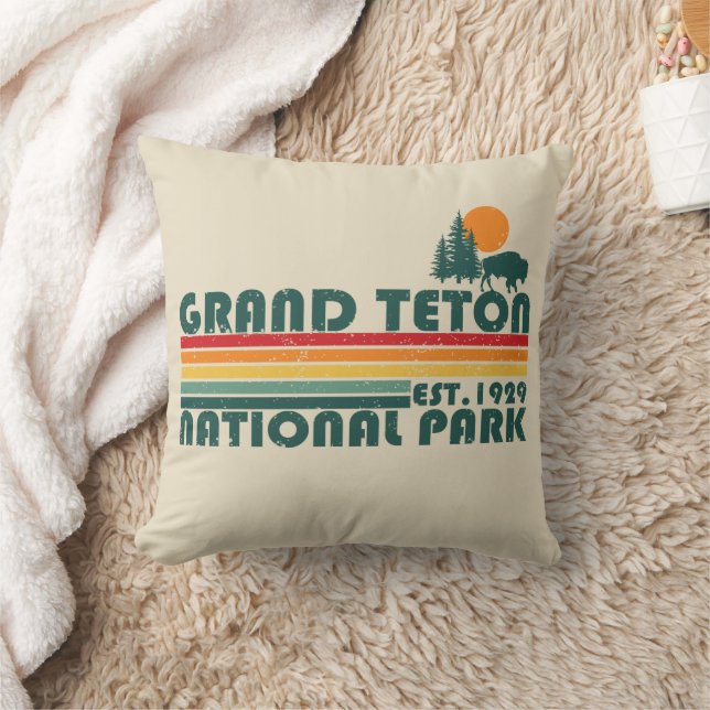 Grand Teton mountains National Park Wyoming Throw Pillow (Blanket)