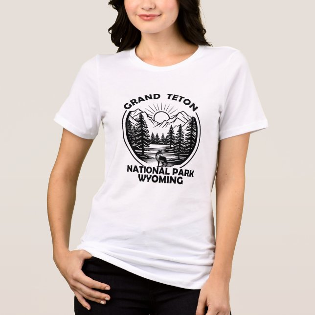 Grand Teton mountains National Park Wyoming Tri-Blend Shirt (Front)