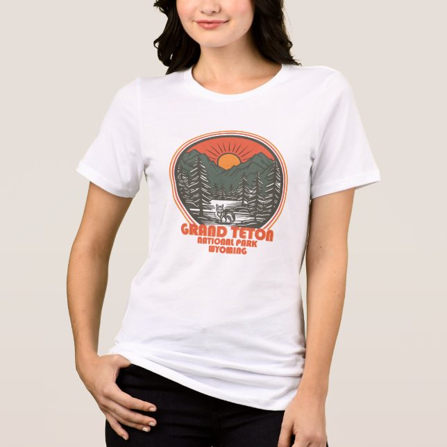 Grand Teton mountains National Park Wyoming Tri-Blend Shirt (Front)