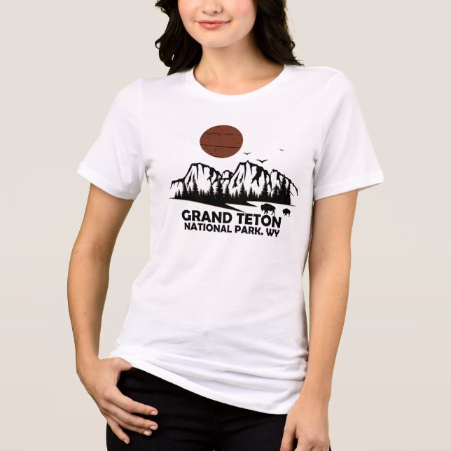 Grand Teton mountains National Park Wyoming Tri-Blend Shirt (Front)