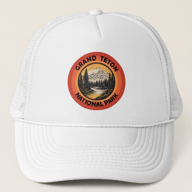 Grand Teton mountains National Park Wyoming Trucker Hat (Front)