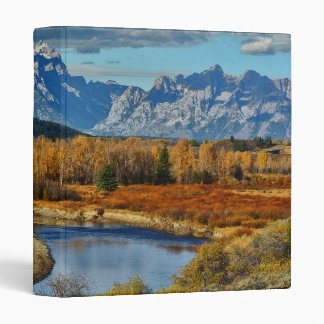 Grand Teton Mountains River View in Autumn 3 Ring Binder (Front/Spine)