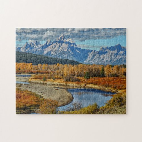 Grand Teton Mountains River View in Autumn Jigsaw Puzzle