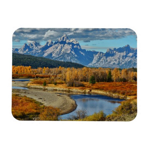 Grand Teton Mountains River View in Autumn Magnet