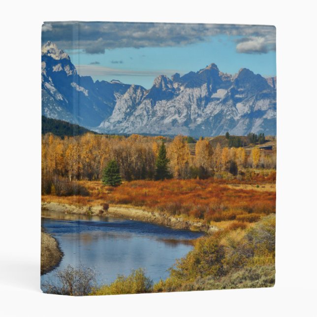 Grand Teton Mountains River View in Autumn Mini Binder (Front/Spine)