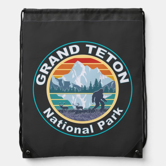 Grand Teton National Park Bigfoot Drawstring Bag (Front)