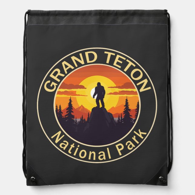 Grand Teton National Park Bigfoot Drawstring Bag (Front)