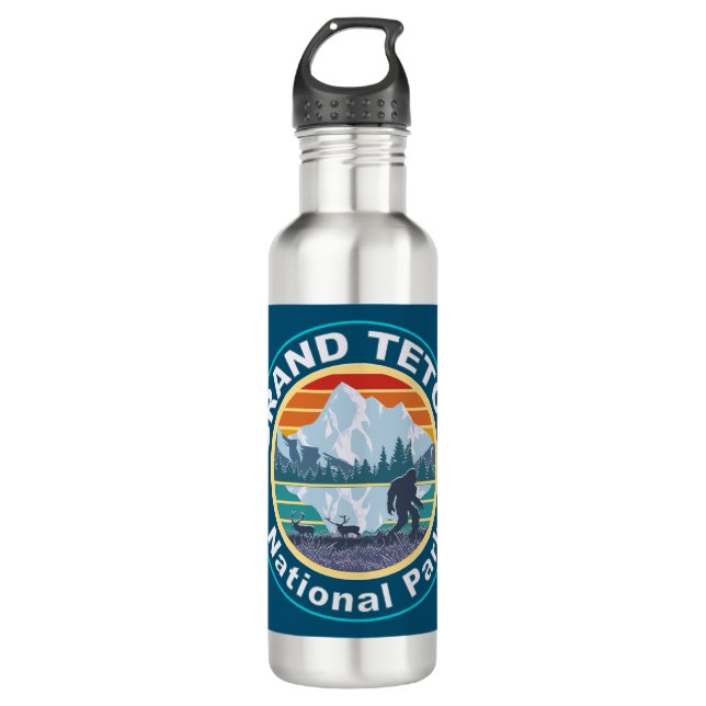 Grand Teton National Park Bigfoot Stainless Steel Water Bottle (Front)