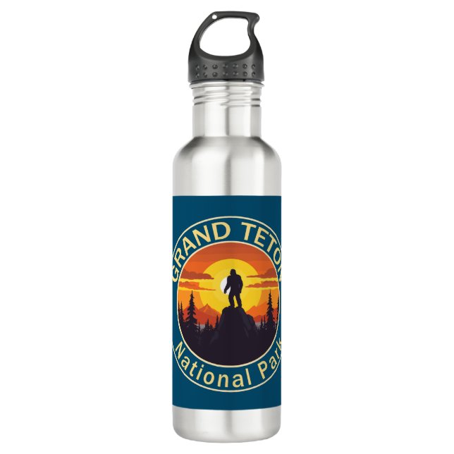 Grand Teton National Park Bigfoot Stainless Steel Water Bottle (Front)