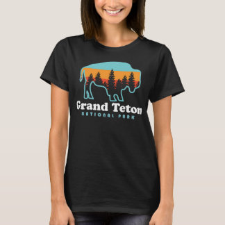 Grand Teton National Park Bison Retro Wyoming T-Shirt