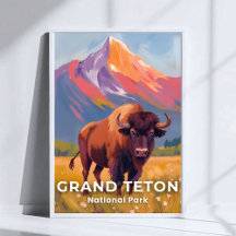 Grand Teton National Park | Bison Travel Art