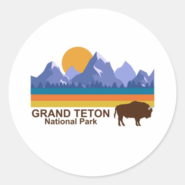 GRAND TETON NATIONAL PARK CLASSIC ROUND STICKER (Front)