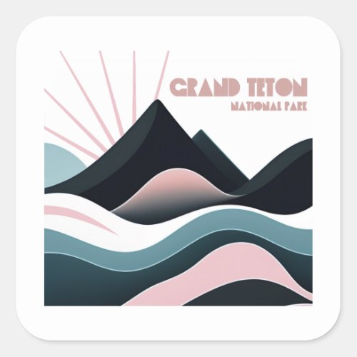 Grand Teton National Park Colored Hills Square Sticker