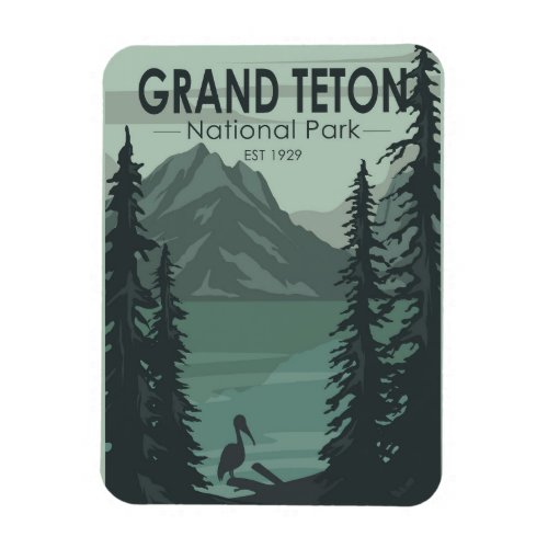 Grand Teton National Park Crane Vintage Magnet