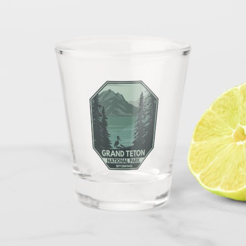 Grand Teton National Park Crane Vintage Shot Glass