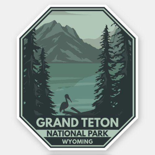 Grand Teton National Park Crane Vintage Sticker