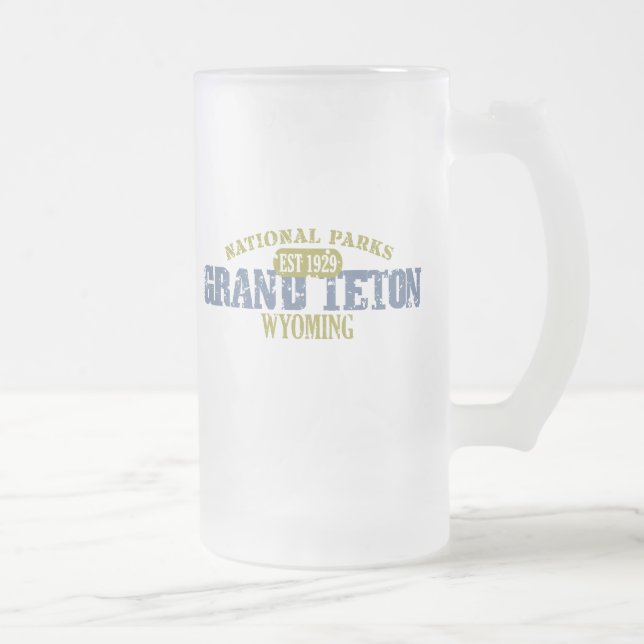 Grand Teton National Park Frosted Glass Beer Mug (Right)