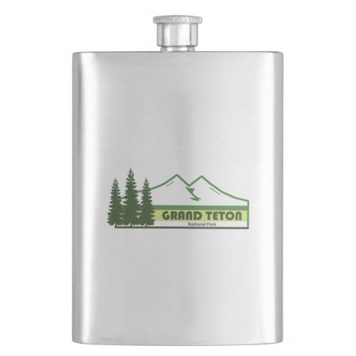 Grand Teton National Park Green Stripes Flask