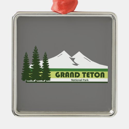 Grand Teton National Park Green Stripes Metal Ornament