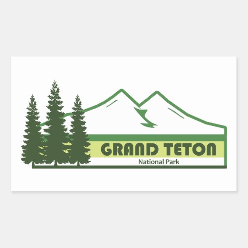 Grand Teton National Park Green Stripes Rectangular Sticker