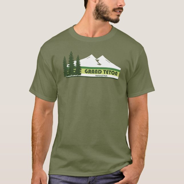 Grand Teton National Park Green Stripes T-Shirt (Front)