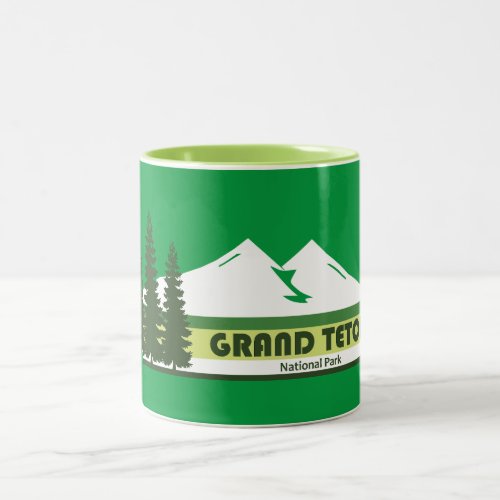 Grand Teton National Park Green Stripes Two_Tone Coffee Mug
