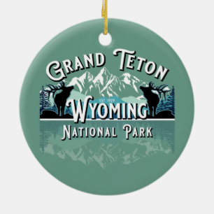 GRAND TETON NATIONAL PARK HOLIDAY KEEPSAKE CERAMIC ORNAMENT