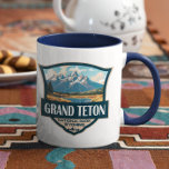 Grand Teton National Park Illustration Retro Mug<br><div class="desc">Grand Teton vector artwork design. The park includes the major peaks of the Teton Range as well as most of the northern sections of the valley known as Jackson Hole.</div>
