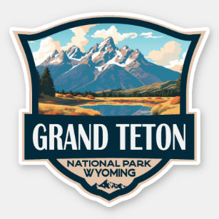 Grand Teton National Park Illustration Retro Sticker