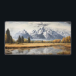 Grand Teton National Park Illustration Vintage Art Desk Mat<br><div class="desc">Grand Teton vector artwork design. The park includes the major peaks of the Teton Range as well as most of the northern sections of the valley known as Jackson Hole.</div>