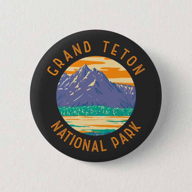 Grand Teton National Park In Spring Distressed Button (Front)