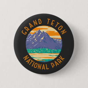 Grand Teton National Park In Spring Distressed Button