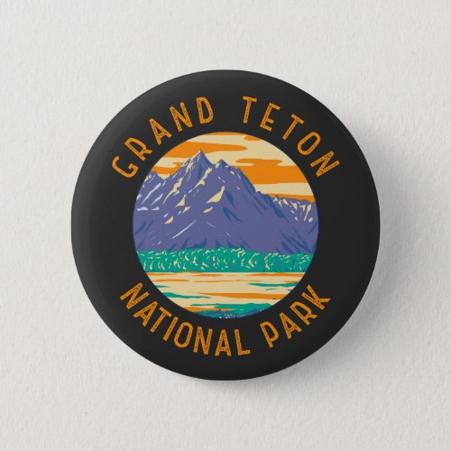 Grand Teton National Park In Spring Distressed Button