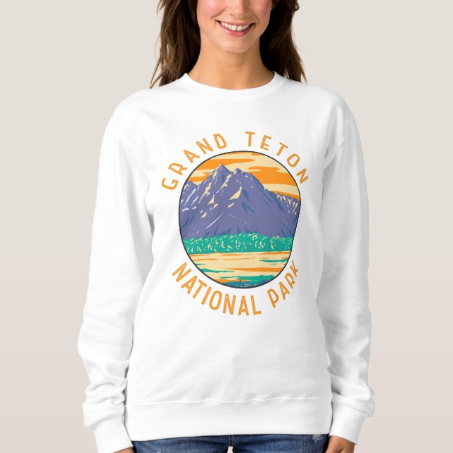 Grand Teton National Park In Spring Distressed Sweatshirt (Front)