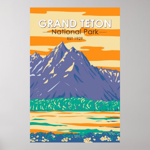 Grand Teton National Park In Spring Vintage Poster