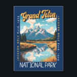 Grand Teton National Park Jackson Hole Distressed Postcard<br><div class="desc">Grand Teton vector artwork design. The park includes the major peaks of the Teton Range as well as most of the northern sections of the valley known as Jackson Hole.</div>
