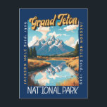 Grand Teton National Park Jackson Hole Distressed Postcard<br><div class="desc">Grand Teton vector artwork design. The park includes the major peaks of the Teton Range as well as most of the northern sections of the valley known as Jackson Hole.</div>
